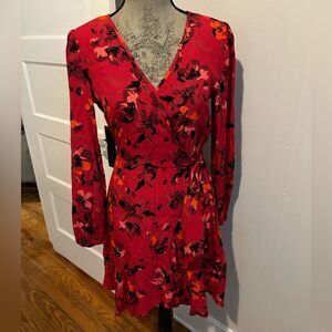 NWT Band of Gypsies Red Floral Eyelet Cut Out Long Sleeve Dress